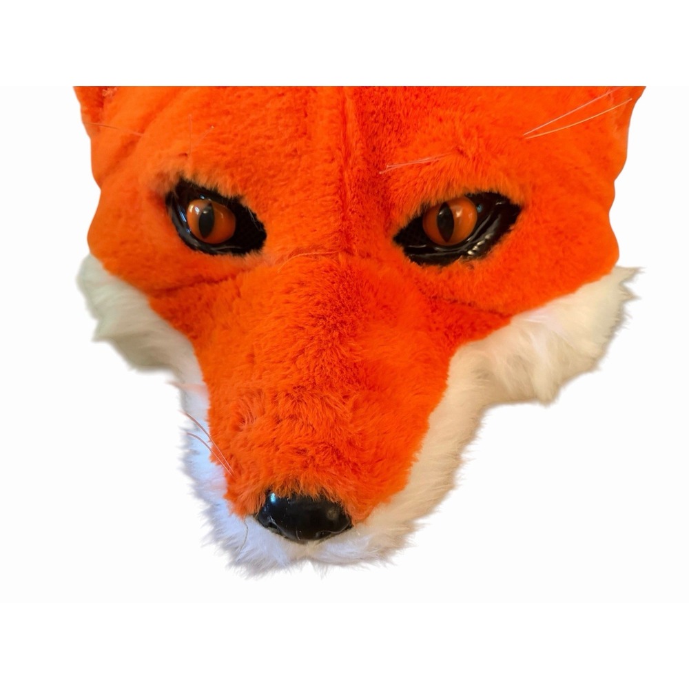 Fox Full Head Mask Faux Fur Plastic Adjustable Fit Adult Unisex Cosplay Costume - Picture 2 of 8